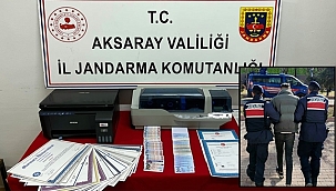 AKSARAY'DA SAHTE RESMİ BELGE HAZIRLAYAN 1 KİŞİ YAKALANDI